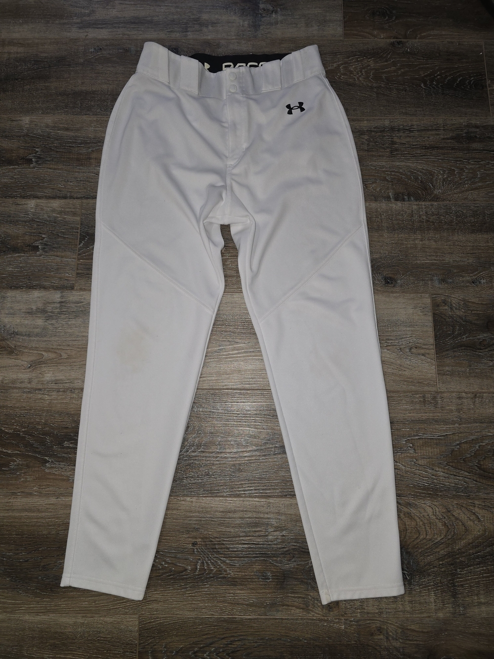 Under Armour Mens White Baseball Pants Tapered Stretch Athletic Large